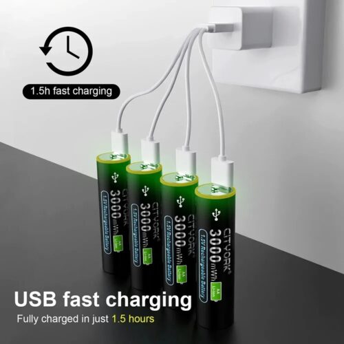 WAKAILONG USB-C Rechargeable Lithium Batteries | 1.5V AA (3800mAh) & AAA (3000mAh) | Ultra Fast Charging