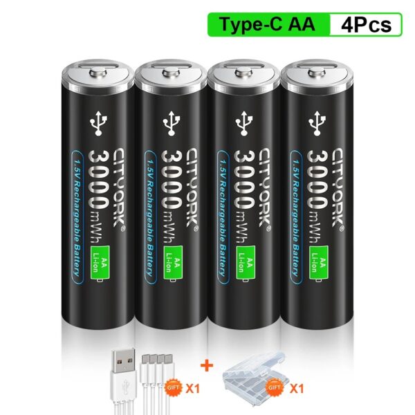 WAKAILONG USB-C Rechargeable Lithium Batteries | 1.5V AA (3800mAh) & AAA (3000mAh) | Ultra Fast Charging
